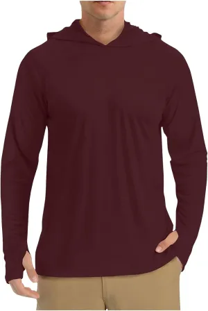 Men UPF 50  Sun Protection Hoodie Shirt Long Sleeve UV SPF Quick Dry Hood T-Shirt Rash Guard Athletic Fishing Outdoor