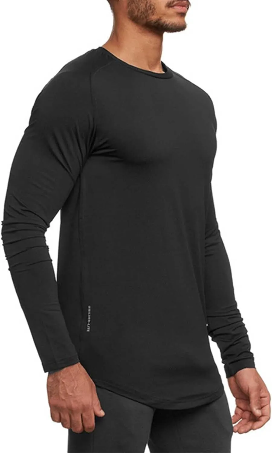 Men UPF 50  Sun Protection UV SPF Shirts Curved Hem Long Sleeve Lightweight Quick Dry Swim Workout T-Shirt Rash Guard