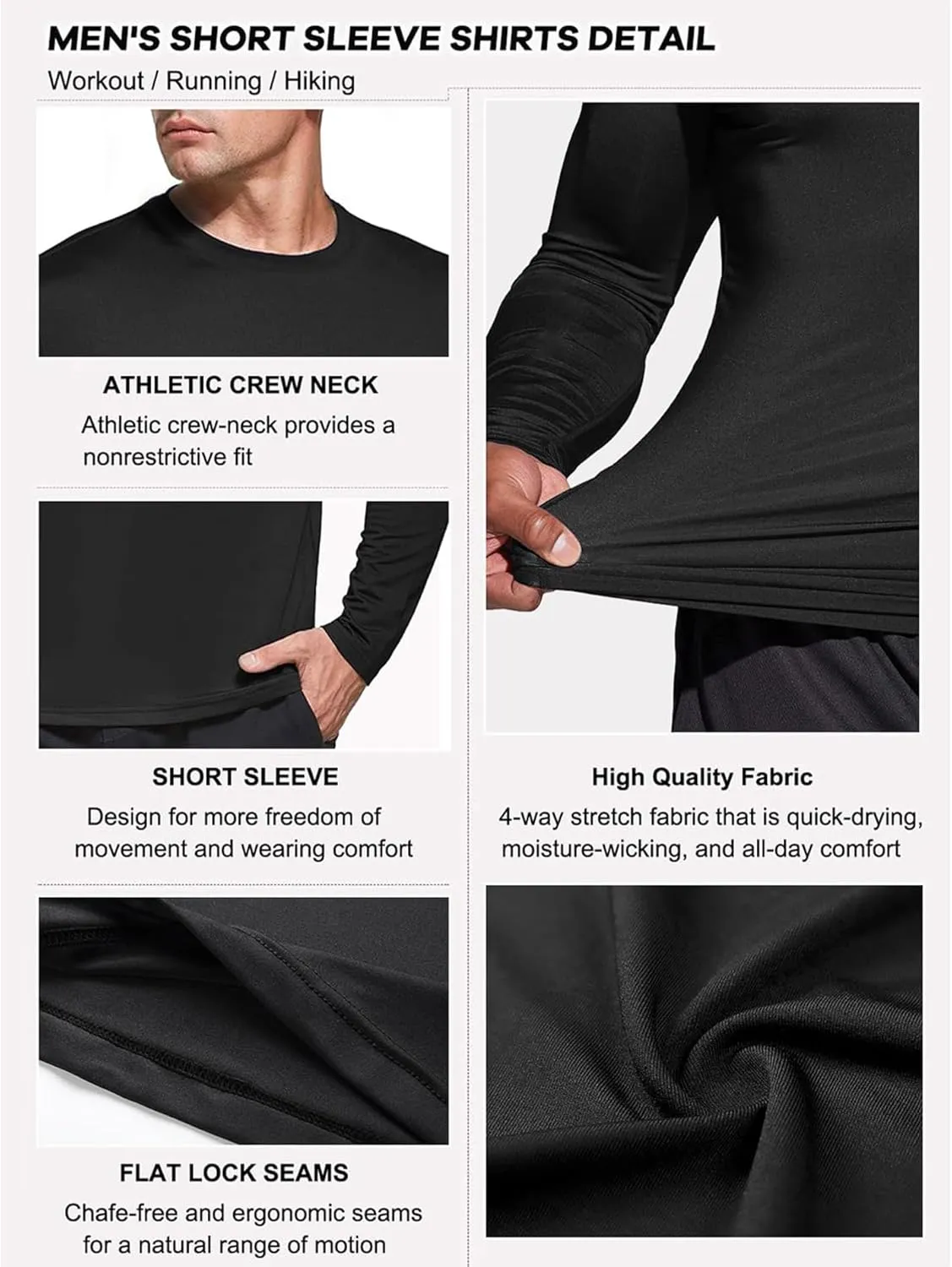Men's 1, 3 or 5 Pack Performance Long Sleeve T-Shirts, UPF 50  Sun Protection Shirts, Athletic Gym Workout Shirts for Running