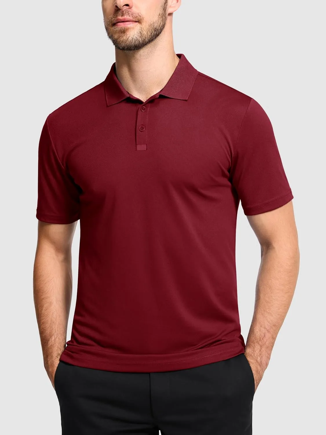Men's 3 Packs Quick Dry Golf Polo Shirts Dry Fit Moisture Wicking Performance Summer Athletic Casual Short Sleeve Shirts