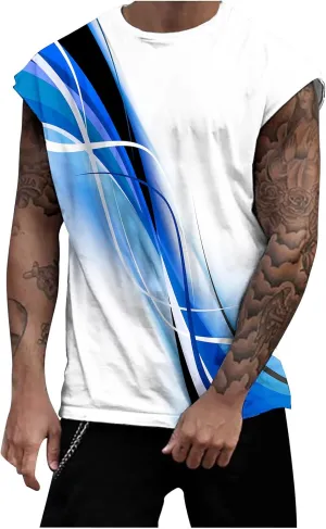 Mens 3D Tank Tops Novelty Graphic Breathable Quick Dry Sleeveless Beach Shirts Workout Bodybuilding T Shirt S-3XL