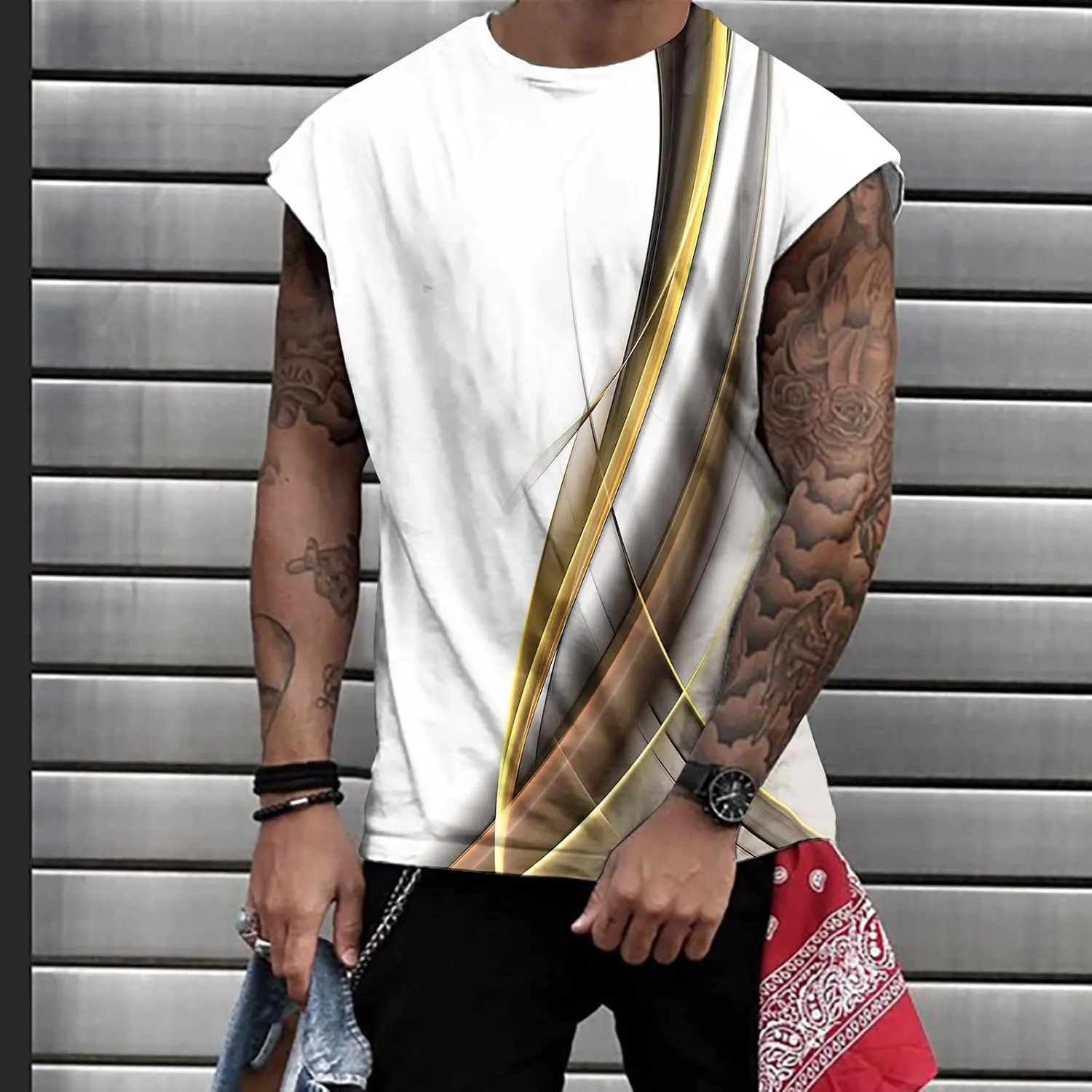 Mens 3D Tank Tops Novelty Graphic Breathable Quick Dry Sleeveless Beach Shirts Workout Bodybuilding T Shirt S-3XL