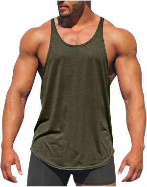 Men's Bodybuilding Stringer Tank Tops Quick Dry Athletic Workout T Shirts Sleeveless Muscle Fitness Tee