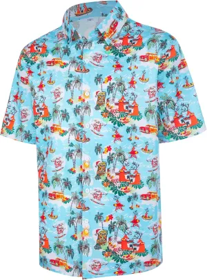 Men's Casual Button Down Shirts Regular Fit Print Short Sleeve Hawaiian Shirt for Men