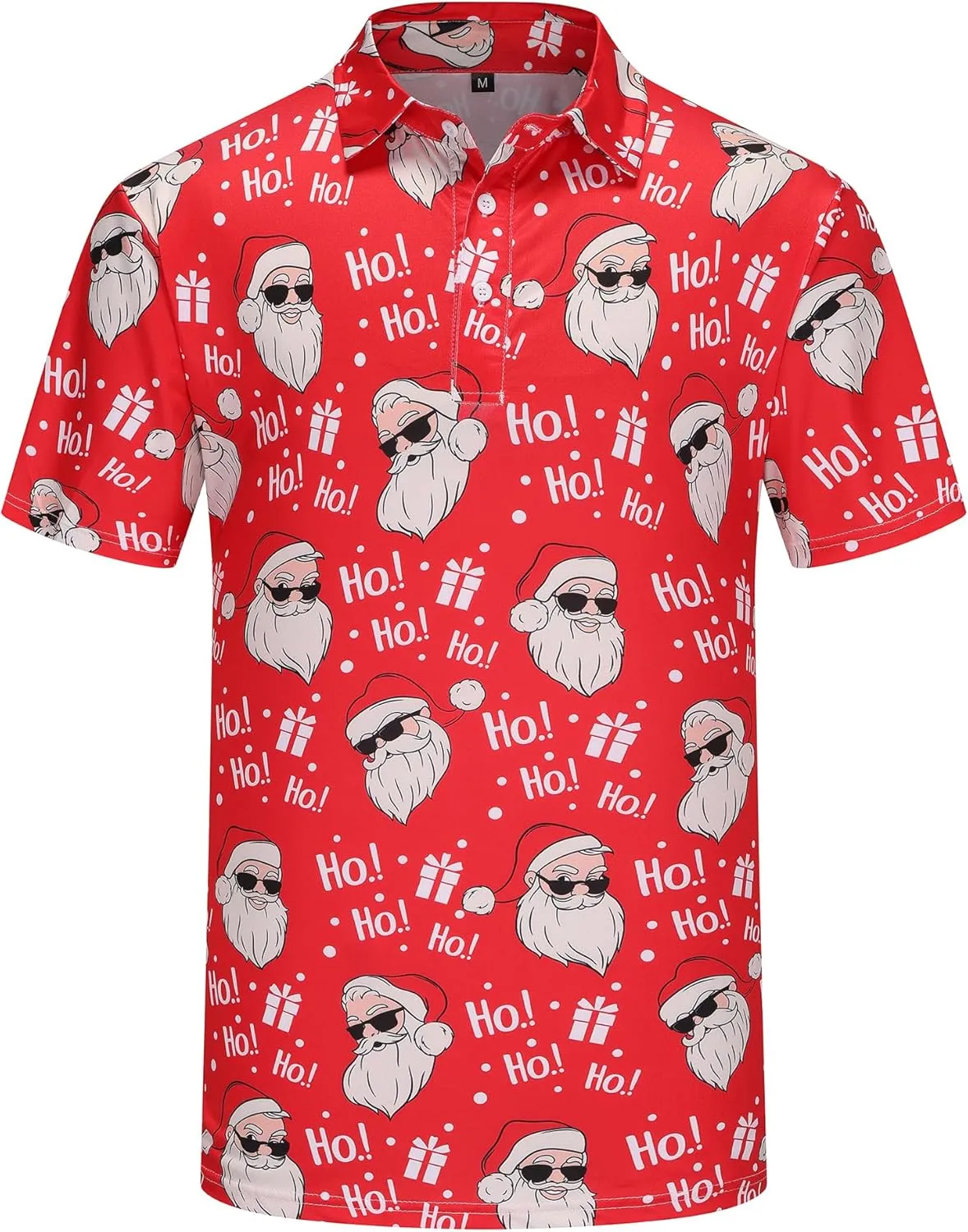 Mens Christmas Golf Polo Shirts Short Sleeve Funny Christmas Golf Shirts Santa Claus Shirts for Men