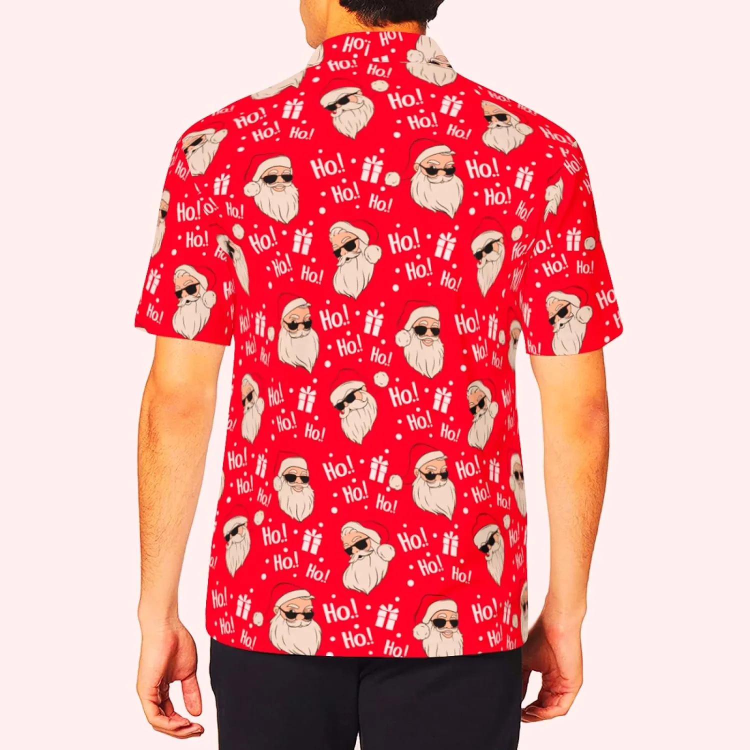 Mens Christmas Golf Polo Shirts Short Sleeve Funny Christmas Golf Shirts Santa Claus Shirts for Men