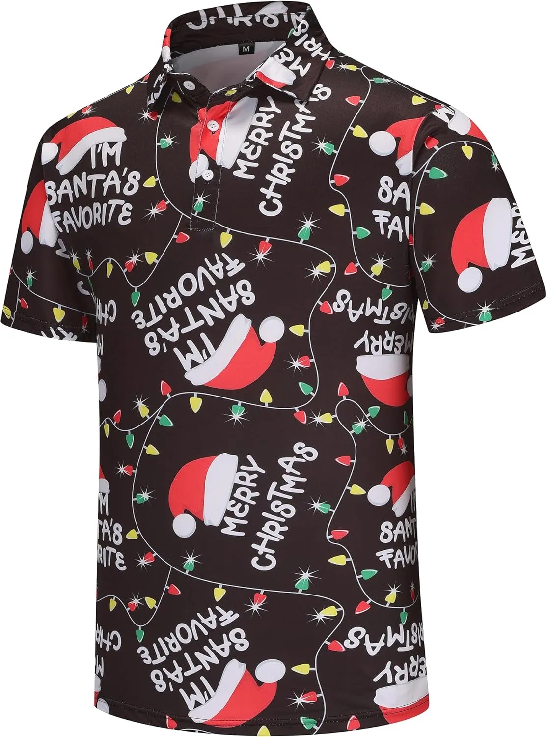 Mens Christmas Golf Polo Shirts Short Sleeve Funny Christmas Golf Shirts Santa Claus Shirts for Men