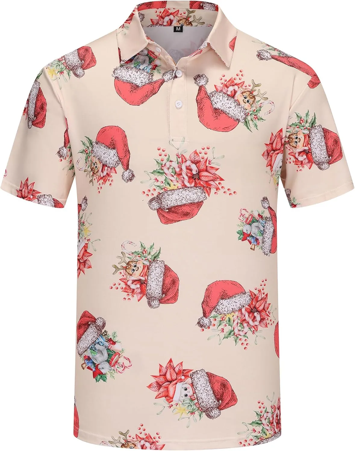 Mens Christmas Golf Polo Shirts Short Sleeve Funny Christmas Golf Shirts Santa Claus Shirts for Men