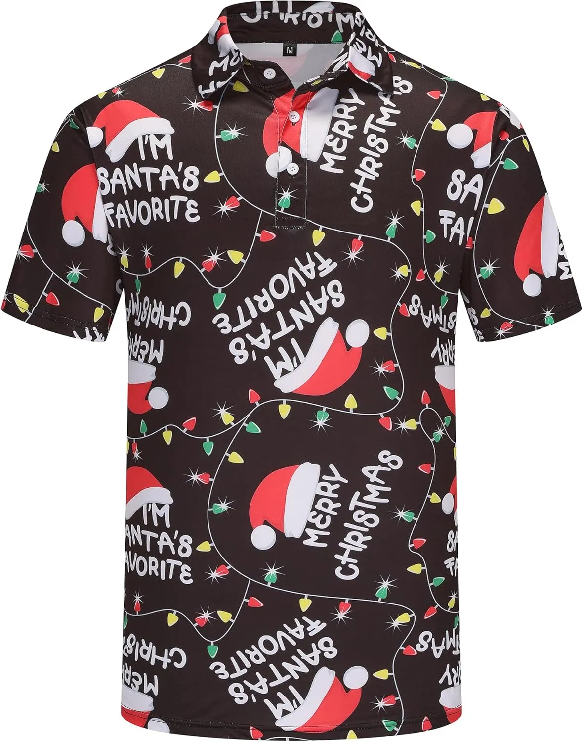 Mens Christmas Golf Polo Shirts Short Sleeve Funny Christmas Golf Shirts Santa Claus Shirts for Men