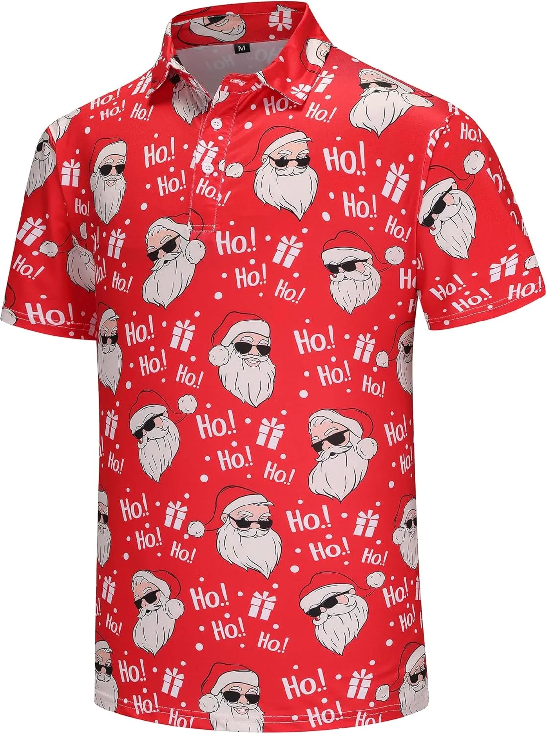 Mens Christmas Golf Polo Shirts Short Sleeve Funny Christmas Golf Shirts Santa Claus Shirts for Men