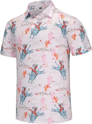 Mens Christmas Golf Polo Shirts Short Sleeve Funny Christmas Golf Shirts Santa Claus Shirts for Men