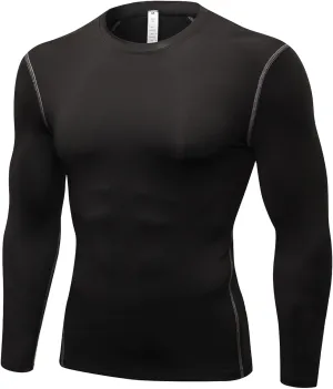 Men's Compression Shirts Long Sleeve Athletic T-Shirts Workout Running Tops Quick Dry Baselayer Undershirts for Football