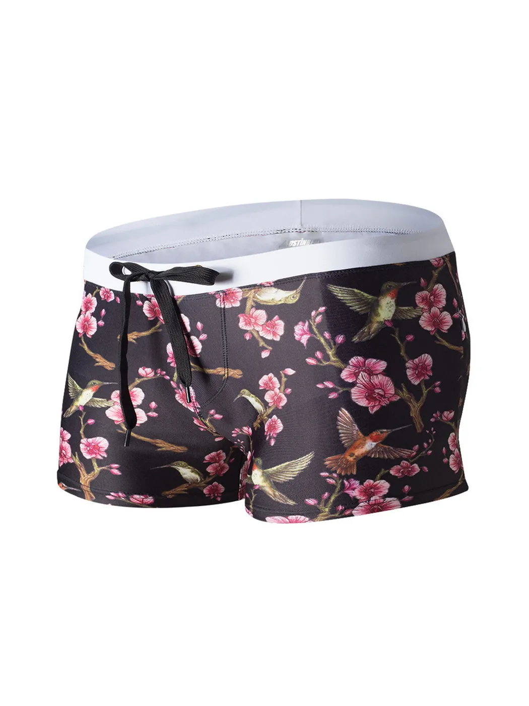 Men's Drawstring Plaid Swim Shorts With Pockets