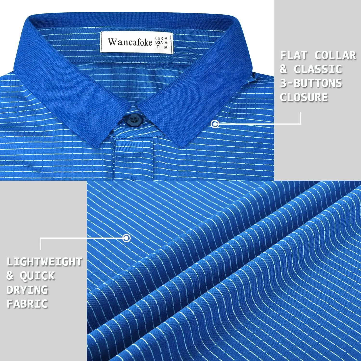 Men's Golf Polo Shirts Lightweight Short Sleeve Quick Dry Moisture Wicking T-Shirts
