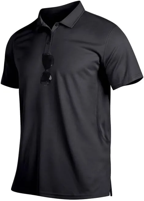 Mens Golf Polo Shirts Short Sleeve Moisture Wicking Performance Tactical Athletic T Shirt Casual Collared Shirt