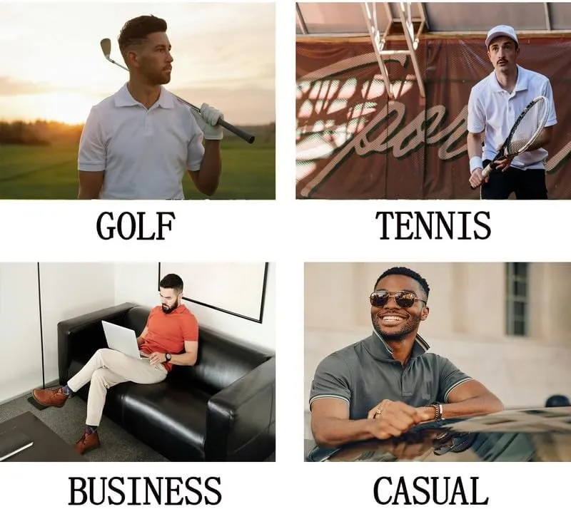 Mens Golf Polo Shirts Short Sleeve Moisture Wicking Performance Tactical Athletic T Shirt Casual Collared Shirt