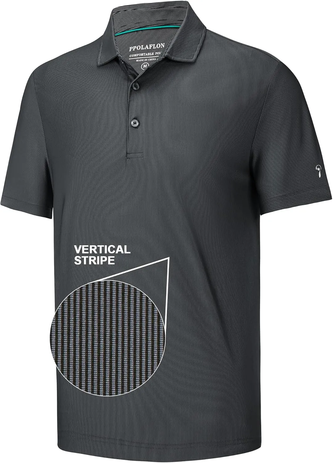 Mens Golf Shirt Moisture Wicking Dry Fit Print Performance Short Sleeve Polo Shirts for Men