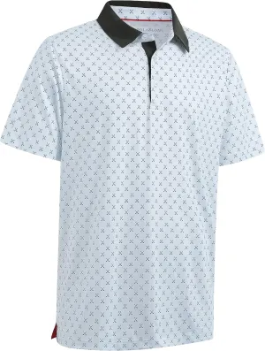 Mens Golf Shirt Moisture Wicking Dry Fit Print Performance Short Sleeve Polo Shirts for Men