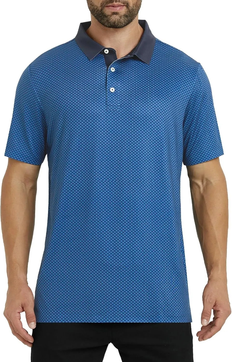 Mens Golf Shirt Seamless Mens Polo Shirts Fashion Print Mens Golf Polo Short Sleeve Dry Fit Golf Shirts for Men