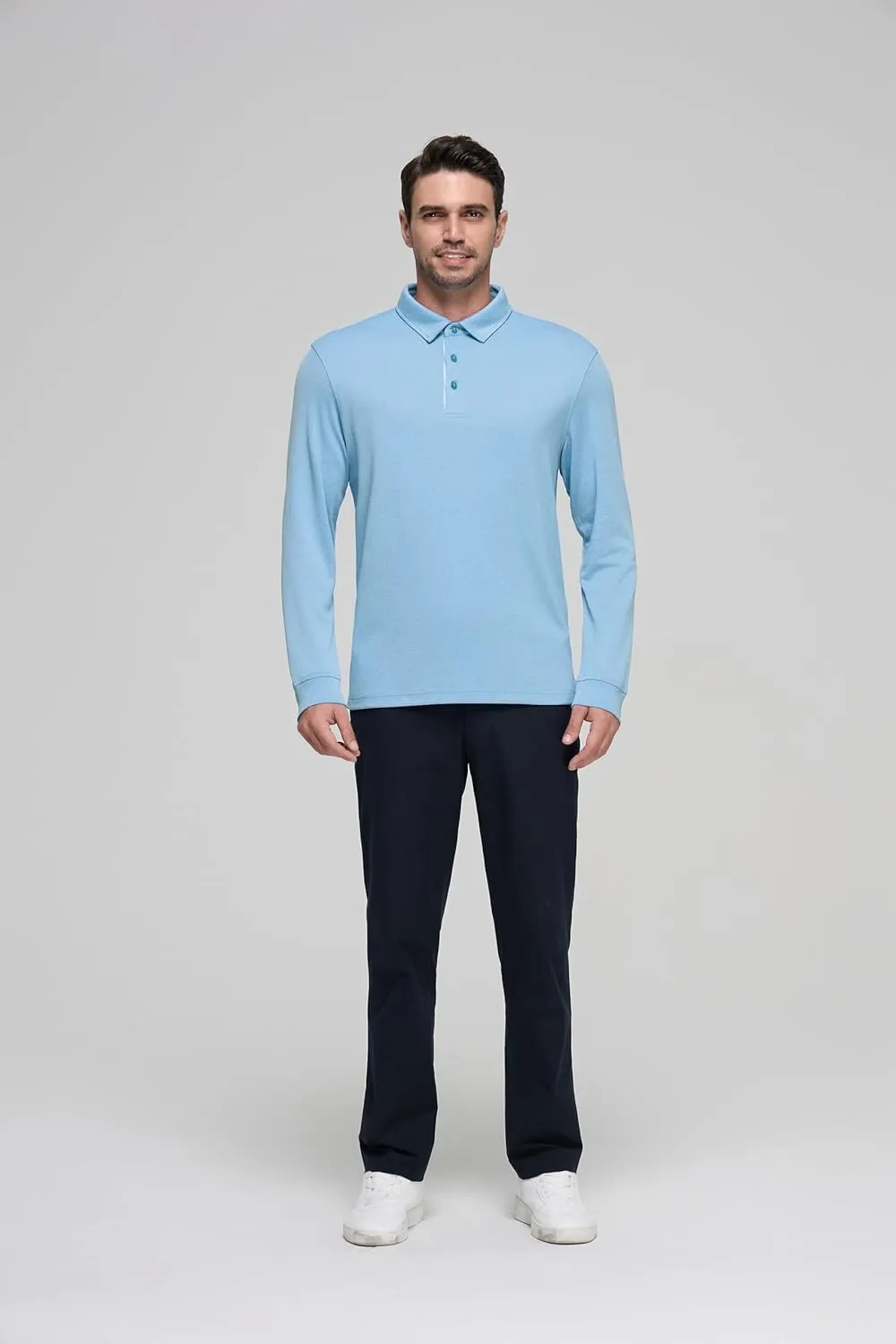 Mens Golf Shirts Long Sleeve Moisture Wicking Collared Work Business Casual Tennis Polo Shirts for Men