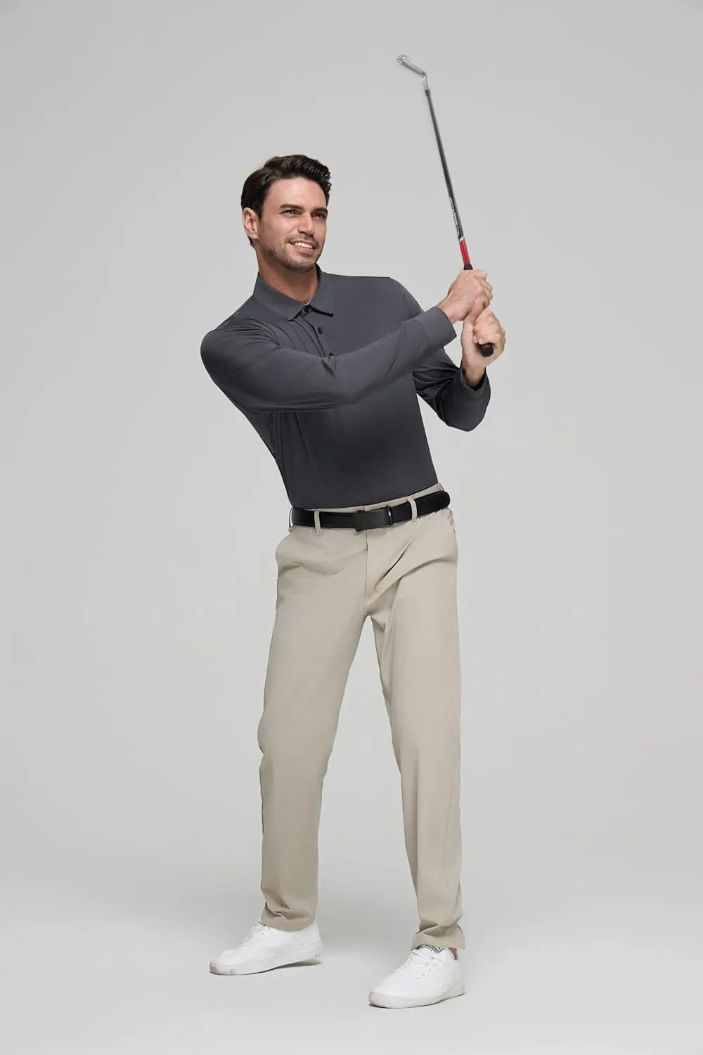 Mens Golf Shirts Long Sleeve Moisture Wicking Collared Work Business Casual Tennis Polo Shirts for Men