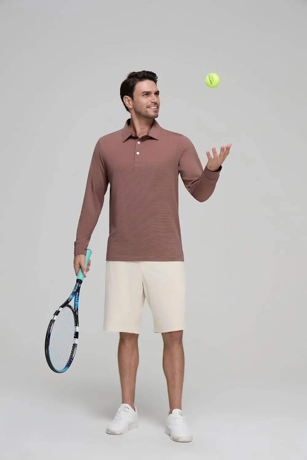 Mens Golf Shirts Long Sleeve Moisture Wicking Collared Work Business Casual Tennis Polo Shirts for Men