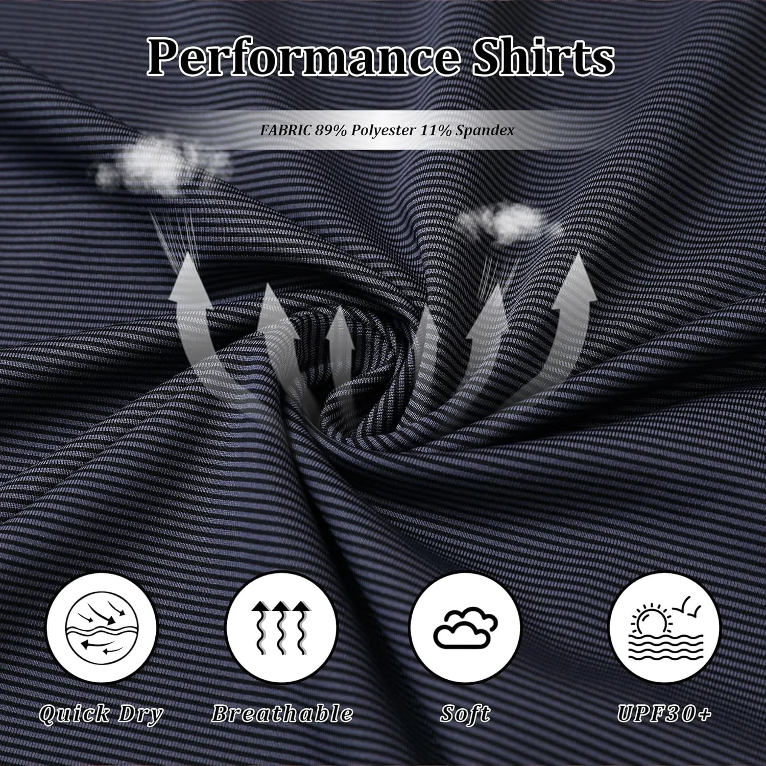 Mens Golf Shirts Long Sleeve Moisture Wicking Collared Work Business Casual Tennis Polo Shirts for Men