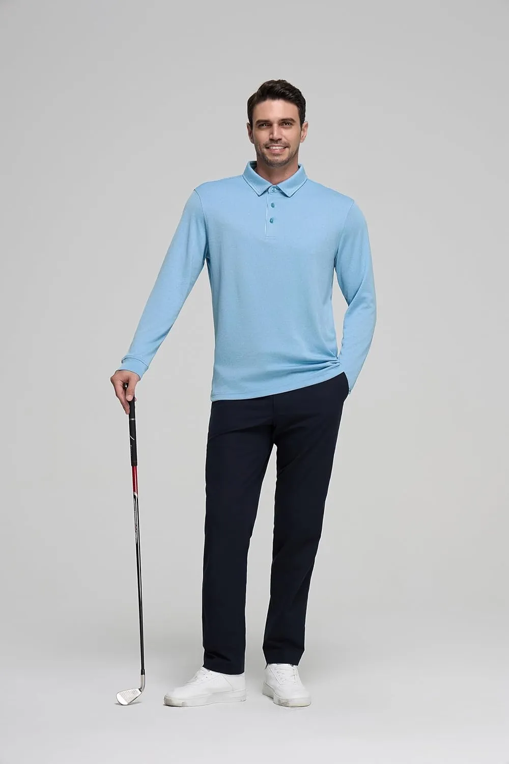 Mens Golf Shirts Long Sleeve Moisture Wicking Collared Work Business Casual Tennis Polo Shirts for Men