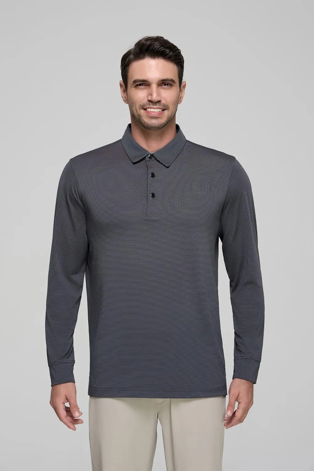 Mens Golf Shirts Long Sleeve Moisture Wicking Collared Work Business Casual Tennis Polo Shirts for Men