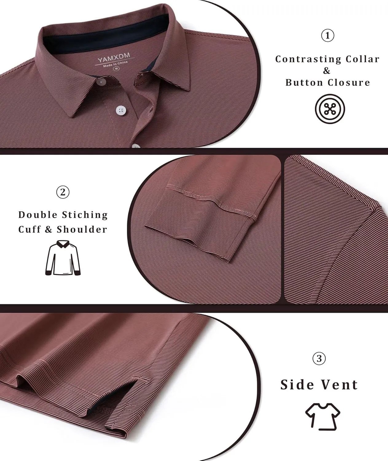 Mens Golf Shirts Long Sleeve Moisture Wicking Collared Work Business Casual Tennis Polo Shirts for Men