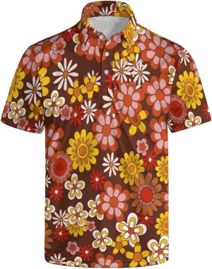 Men's Golf Shirts Moisture Wicking Quick Dry Performance Golf Polo Shirts for Men Fashion Print Short Sleeve Polo Shirts
