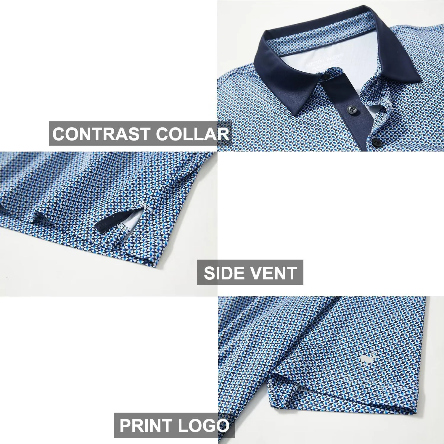 Mens Golf Shirts Short Sleeve Moisture Wicking Dry Fit Print Performance Athletic Casual Golf Polo Shirts for Men