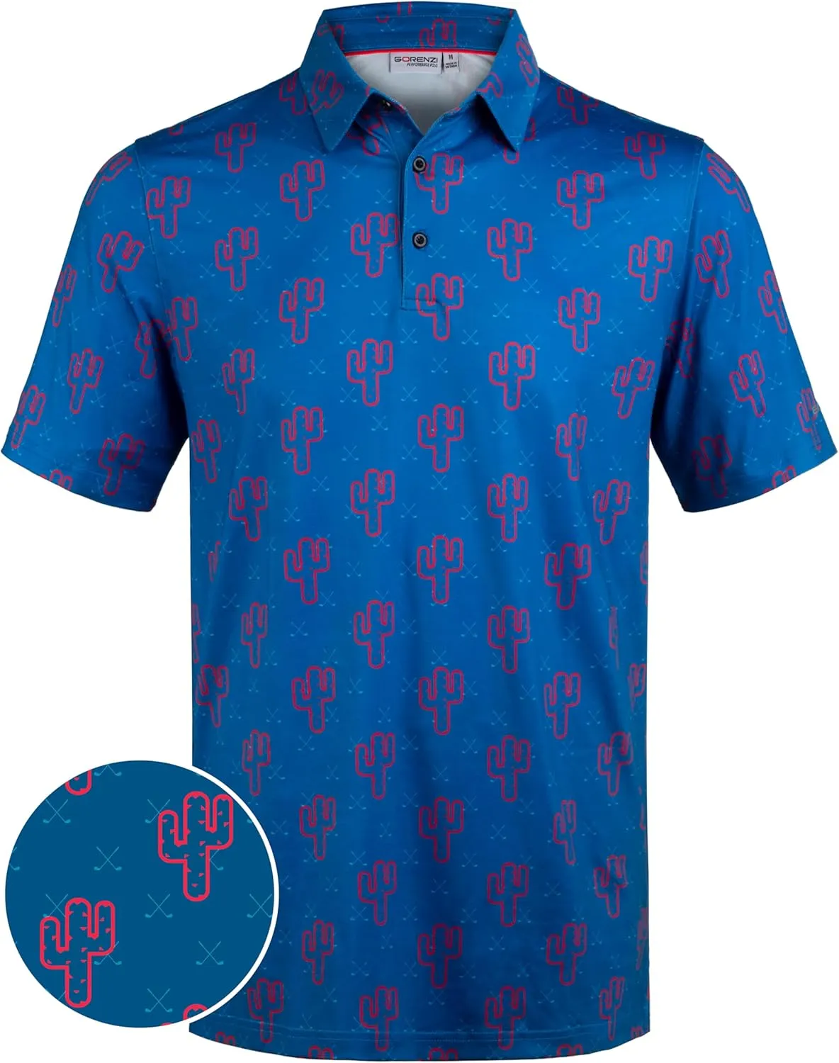 Men's Golf Shirts Short Sleeve Moisture Wicking Print Patterns Collared Performance Polo Golf Shirts for Men Dry Fit