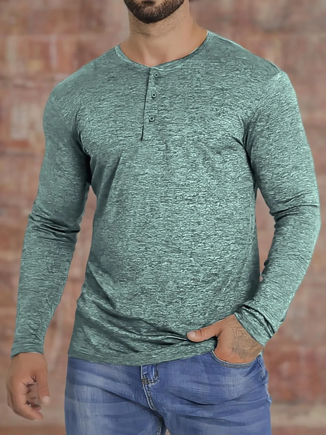 Mens Henley Shirt Dry Fit Tech 3 Button T Slim Fit Quick Dry Gym Tshirt Long Sleeve Lightweight Basic Casual Tee