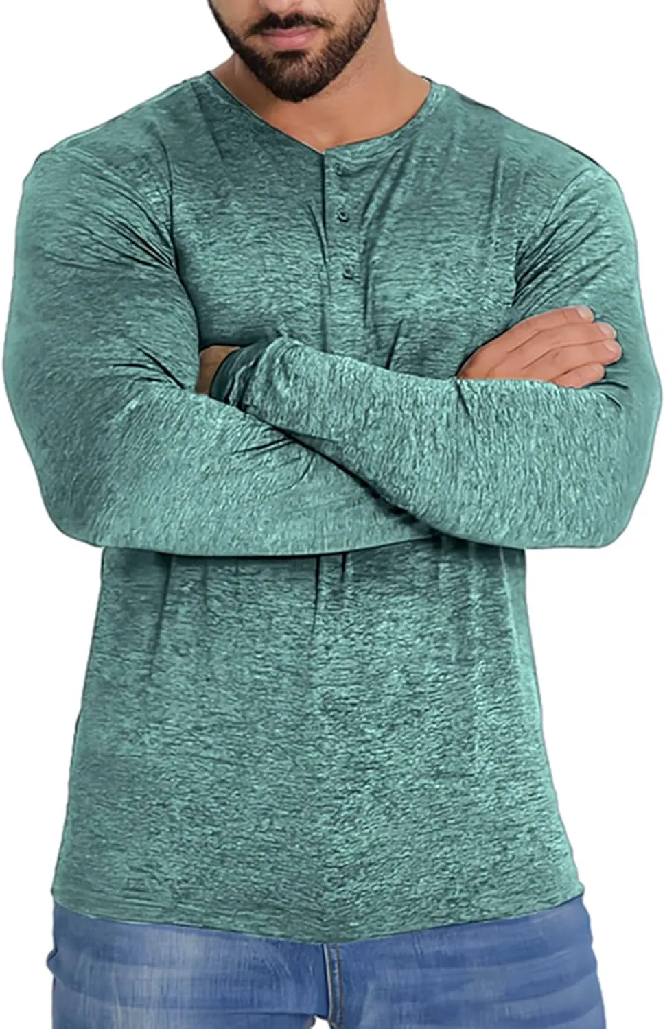 Mens Henley Shirt Dry Fit Tech 3 Button T Slim Fit Quick Dry Gym Tshirt Long Sleeve Lightweight Basic Casual Tee