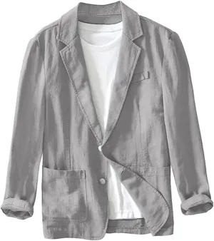 Mens Lightweight Blazer Jacket Plus Size Breathable Thin Coats Button Down Loose Fit Casual Summer Cardigans Shirts