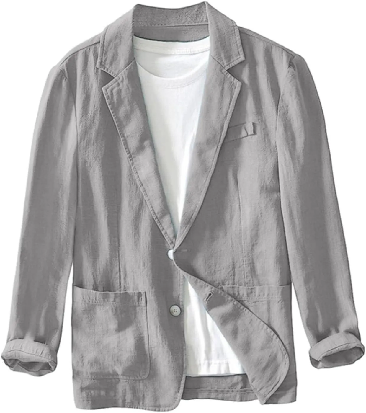 Mens Lightweight Blazer Jacket Plus Size Breathable Thin Coats Button Down Loose Fit Casual Summer Cardigans Shirts