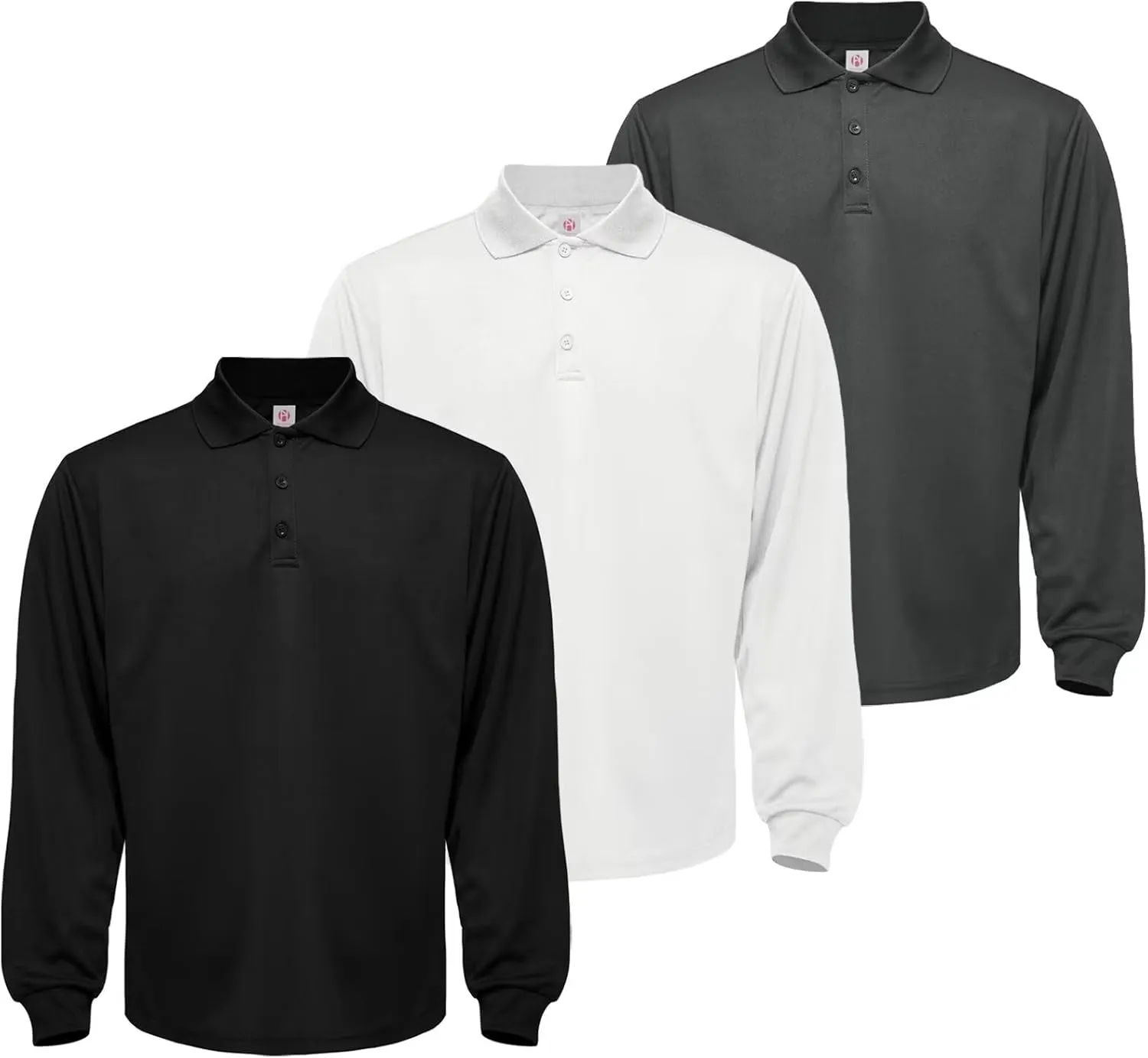 Men's Long Sleeve Polo T-Shirt Gym Pack Tactical Golf Shirts Moisture Wicking Quick Dry Shirts UPF 50 