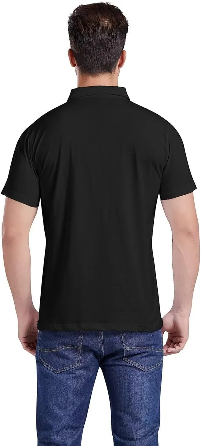 Mens Polo Shirts Cotton Regular Fit Solid Short Sleeve Polo Rugby Shirts with Collar