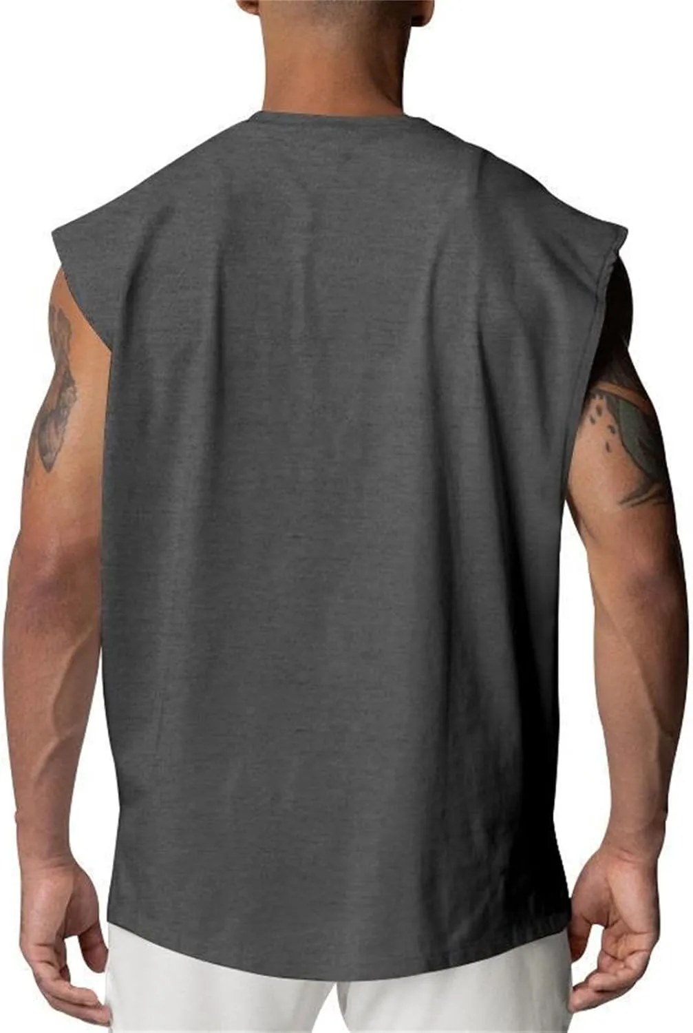 Mens Raglan Cut Off Running Shirts Quick Dry Casual Muscle Tank Tops Workout Gym Athletic Sleeveless Hiking T-Shirts