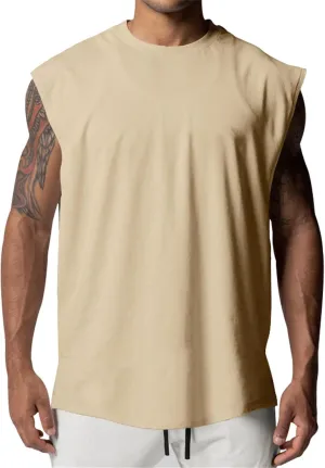 Mens Raglan Cut Off Running Shirts Quick Dry Casual Muscle Tank Tops Workout Gym Athletic Sleeveless Hiking T-Shirts