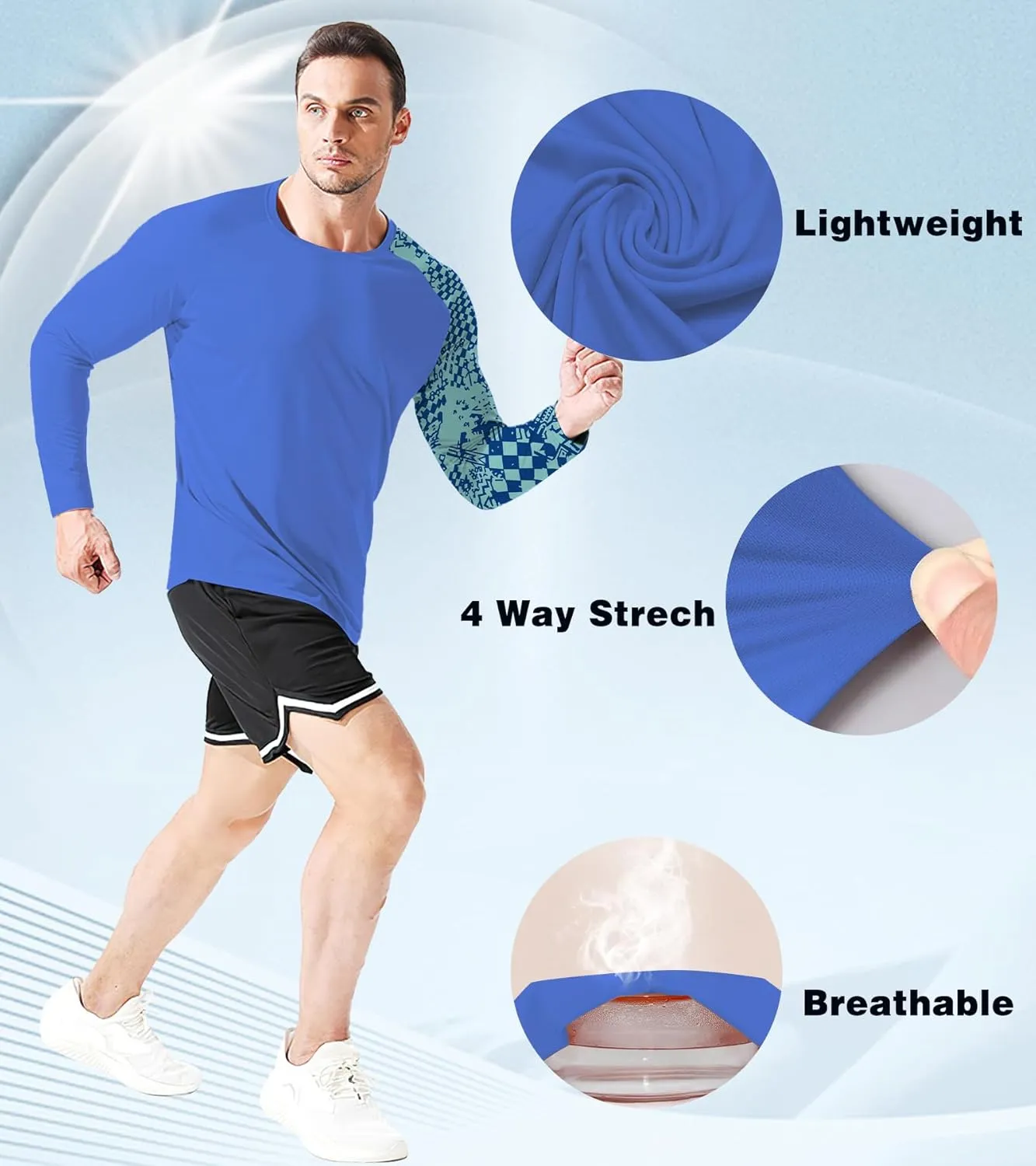 Mens Rash Guard Long Sleeve UPF 50  Quick Dry Sun Shirt UV Protection SPF Water Shirt Fishing Swimming HH24024