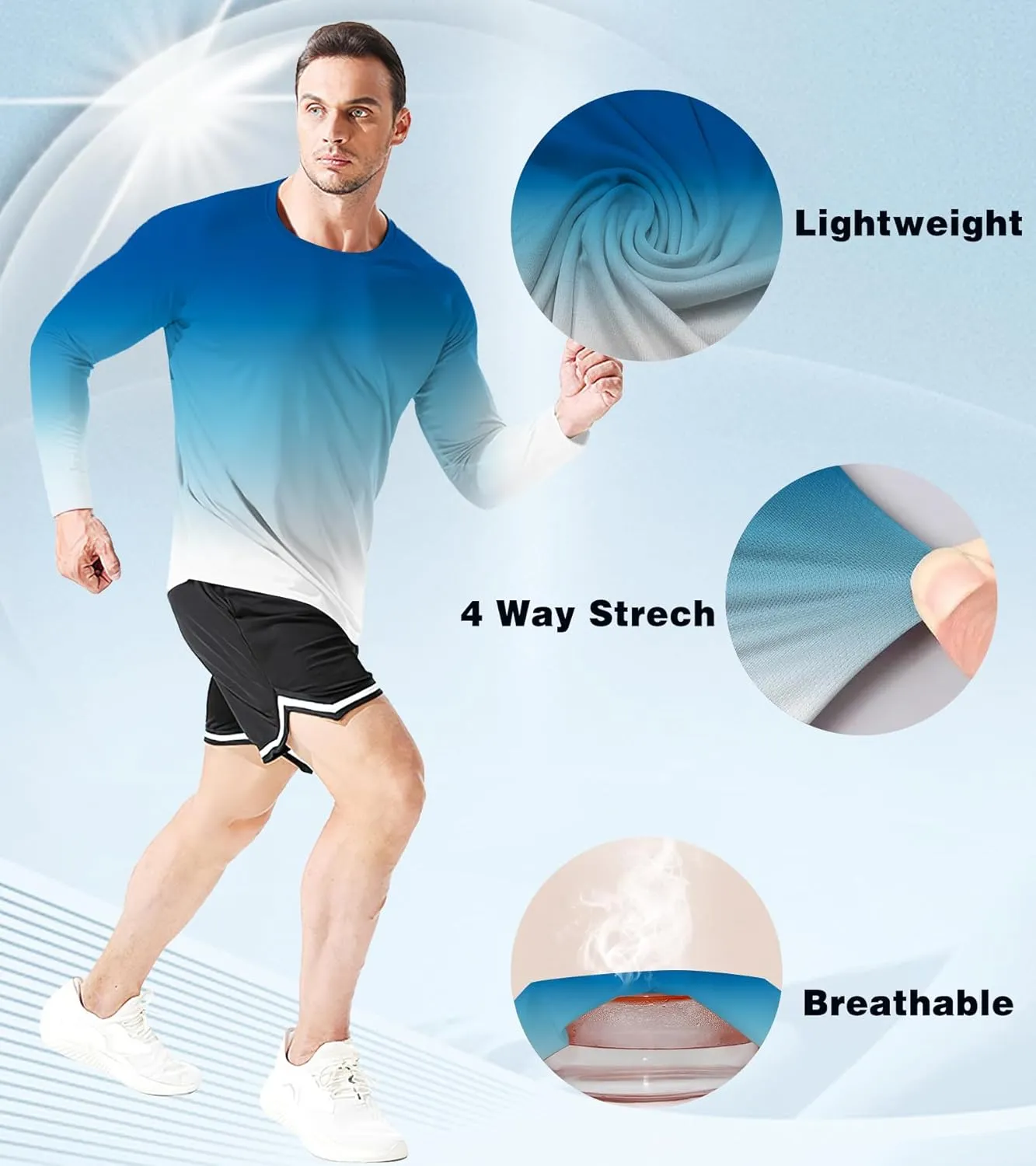 Mens Rash Guard Long Sleeve UPF 50  Quick Dry Sun Shirt UV Protection SPF Water Shirt Fishing Swimming HH24024
