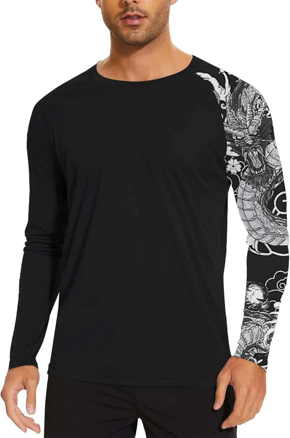 Mens Rash Guard Long Sleeve UPF 50  Quick Dry Sun Shirt UV Protection SPF Water Shirt Fishing Swimming HH24024