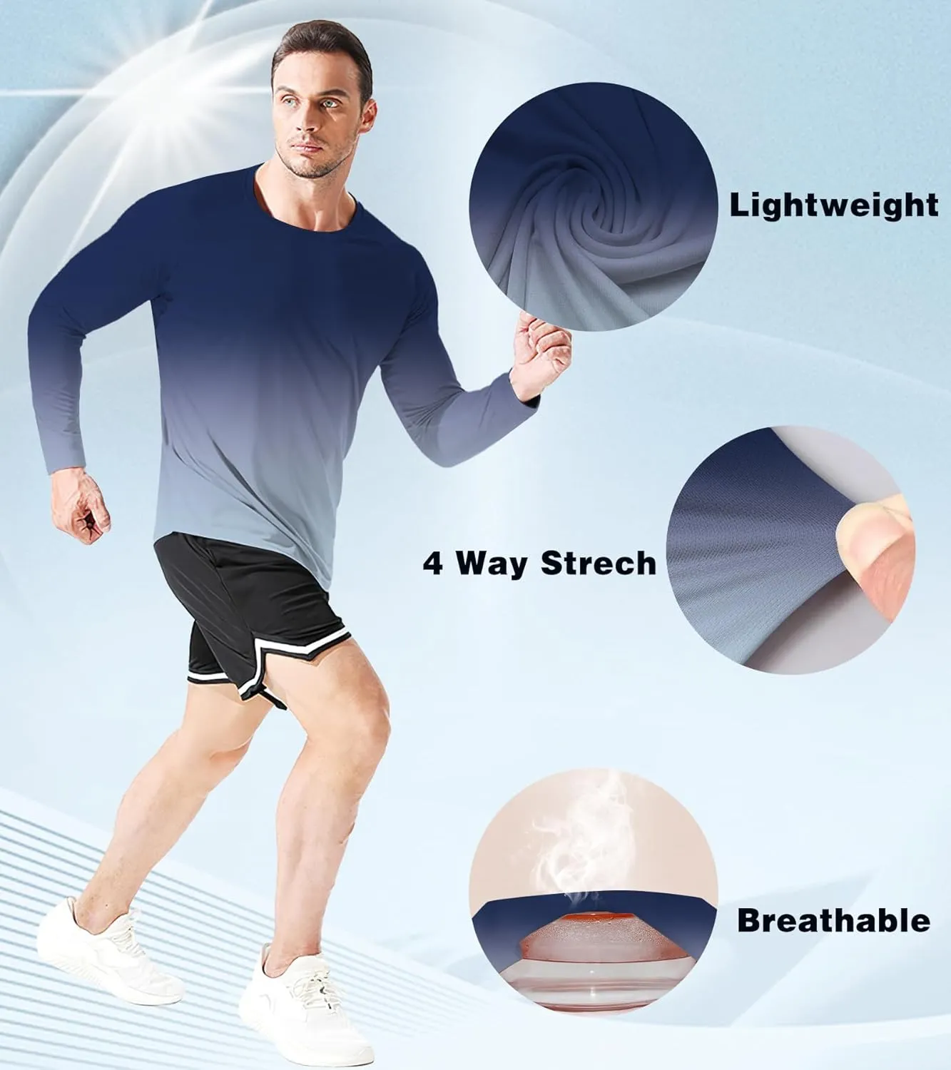 Mens Rash Guard Long Sleeve UPF 50  Quick Dry Sun Shirt UV Protection SPF Water Shirt Fishing Swimming HH24024