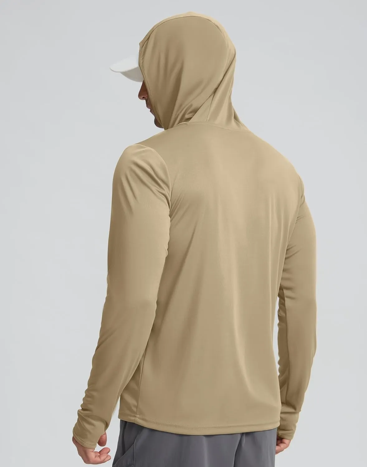 Men's Sun Protection Shirts UPF 50  Long Sleeve Hoodie with 2 Pockets UV SPF Fishing Hiking Rash Guard Shirts