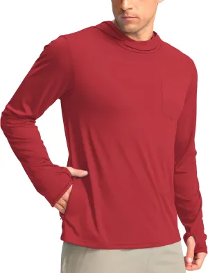 Men's Sun Protection Shirts UPF 50  Long Sleeve Hoodie with 2 Pockets UV SPF Fishing Hiking Rash Guard Shirts
