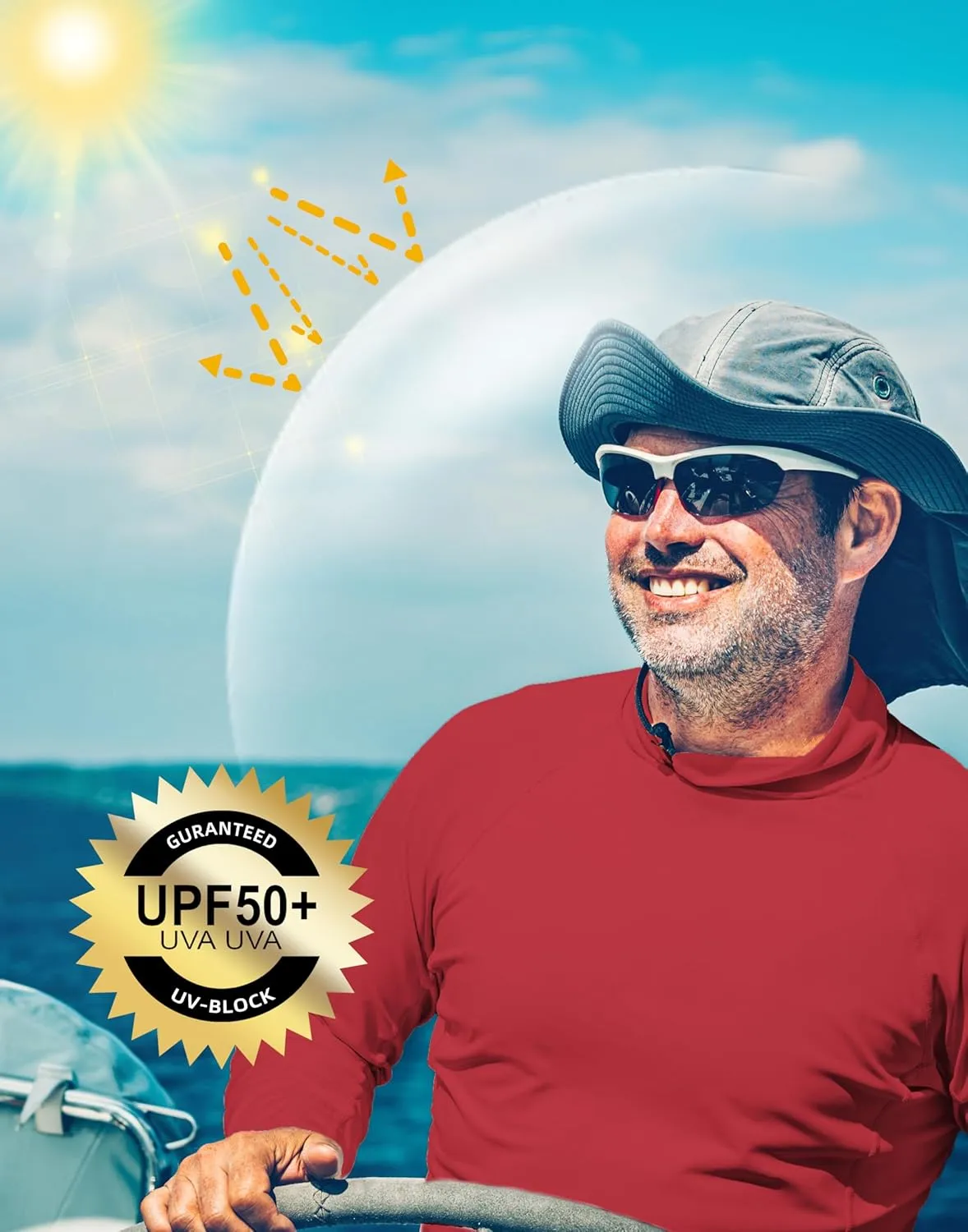 Men's Sun Protection Shirts UPF 50  Long Sleeve Hoodie with 2 Pockets UV SPF Fishing Hiking Rash Guard Shirts