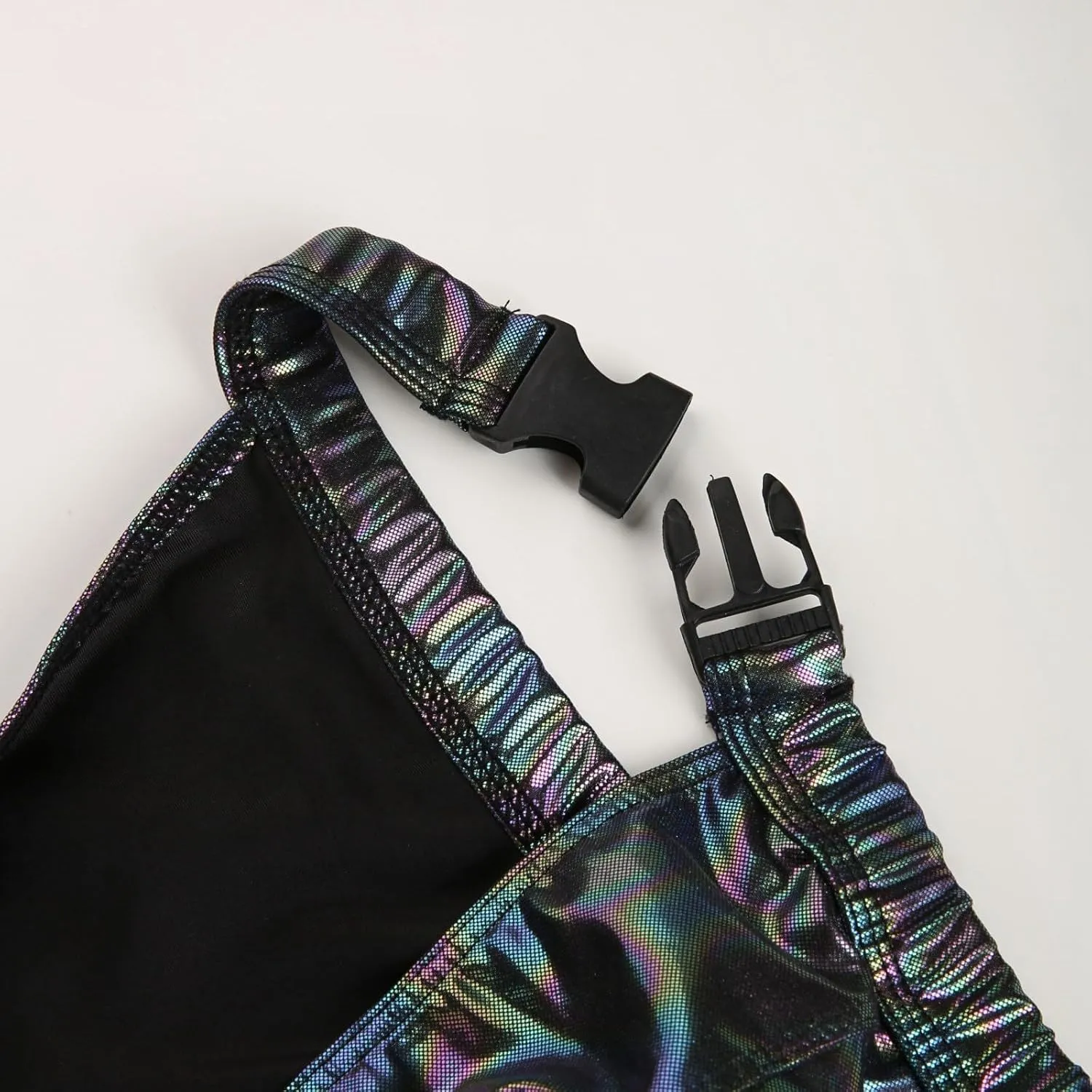 Mens Surf Swim Shorts Side Buckle Briefs Imitation Leather Bikini Trunks Reflective Metal Texture Thongs