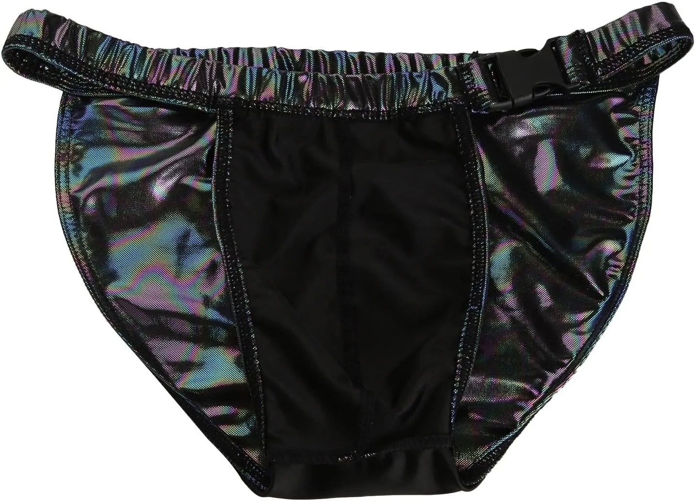 Mens Surf Swim Shorts Side Buckle Briefs Imitation Leather Bikini Trunks Reflective Metal Texture Thongs